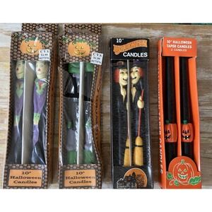 Vintage figural Halloween candles scarecrow Frankenstein witch JOL NIB 1980 1990